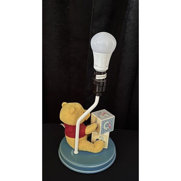 Vintage Winnie The Pooh Plush Nursery Table Lamp ABC Blocks Works No Lamp Shade - Picture 3 of 7